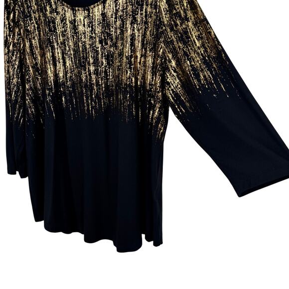 JM Collection Plus Size XXL 2X Gold Sparkly Black Formal Blouse Shirt Top Dinner - Picture 6 of 8